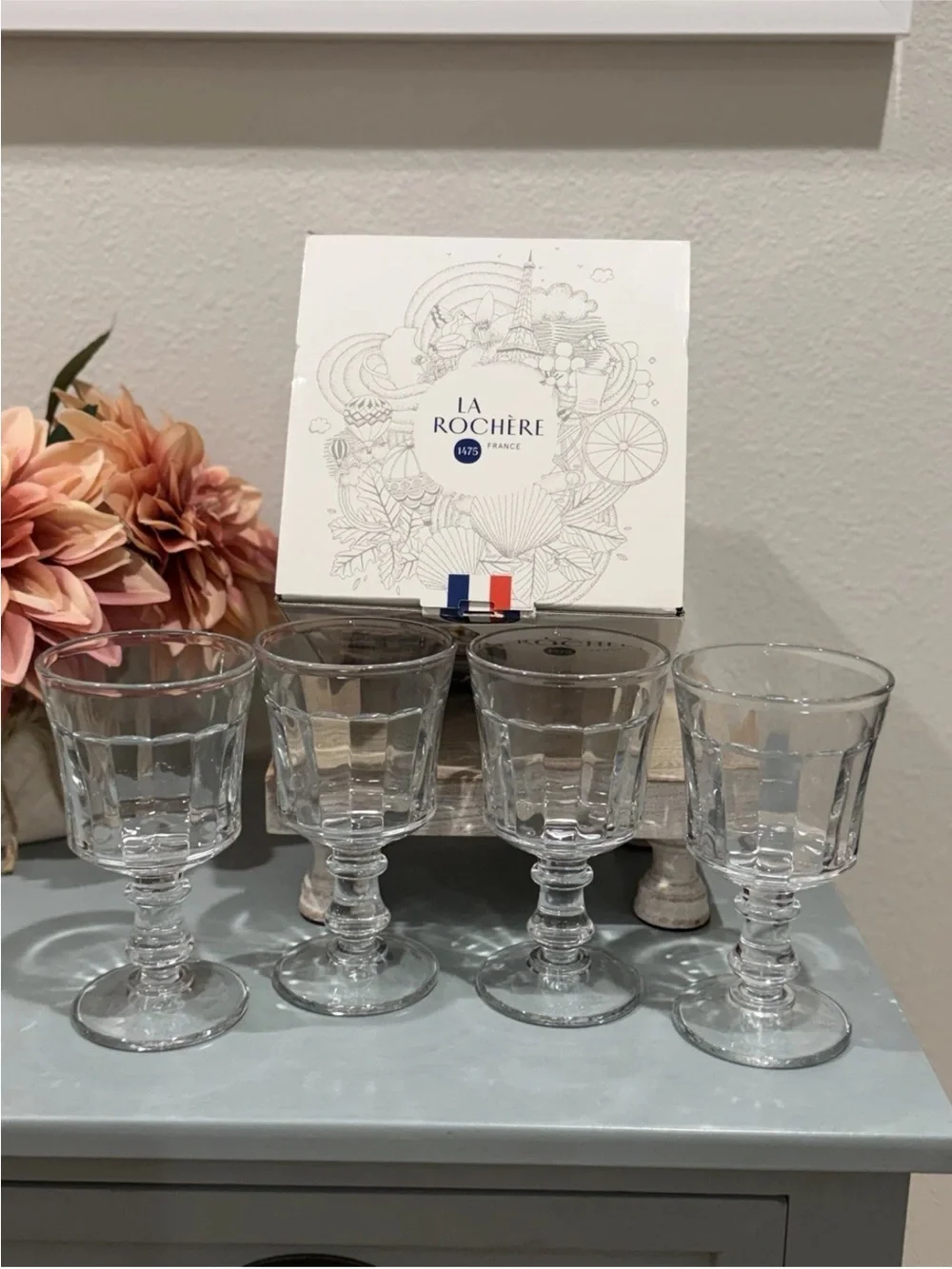 La Rochere JACQUES Wine Glasses Set 4 - French Pressed Glass 8.11 oz